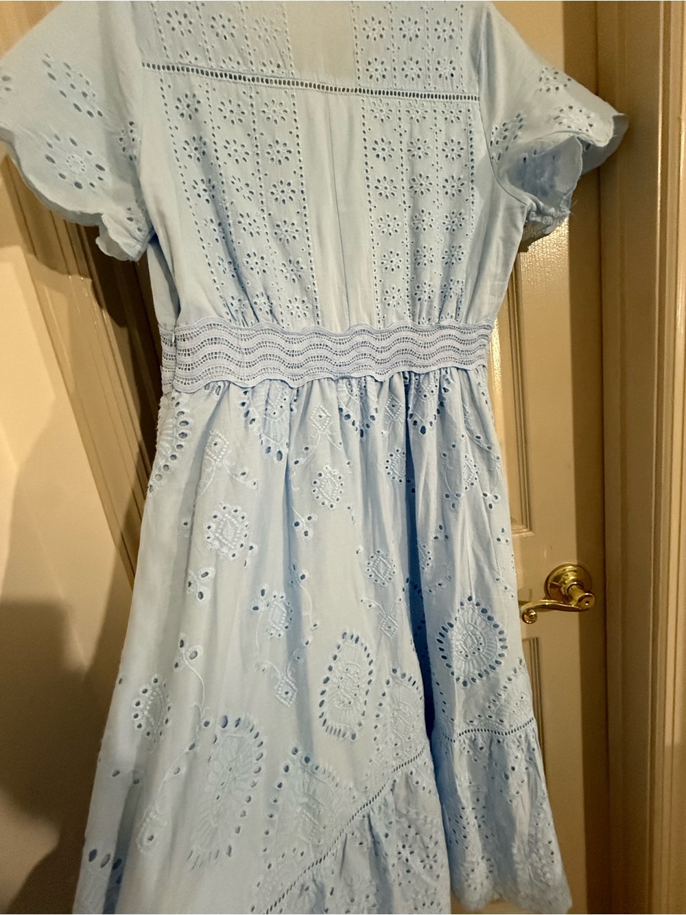 FA Pale Blue Eyelet V-Neck Midi Dress - Picture 13 of 14